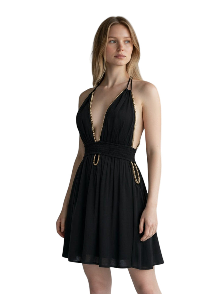 KISA BONCUK DETAYLI ELBİSE